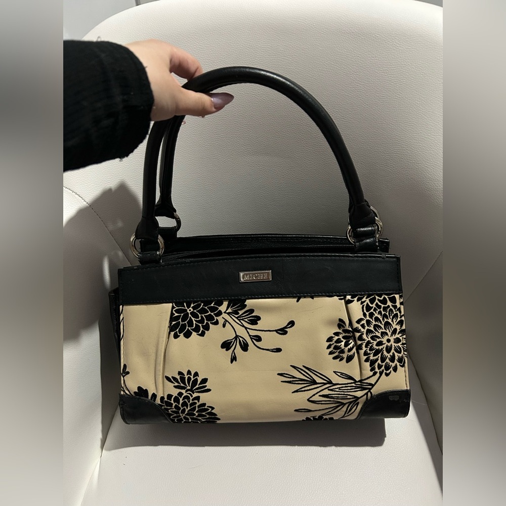 Miche Black and Tan Floral Satchel